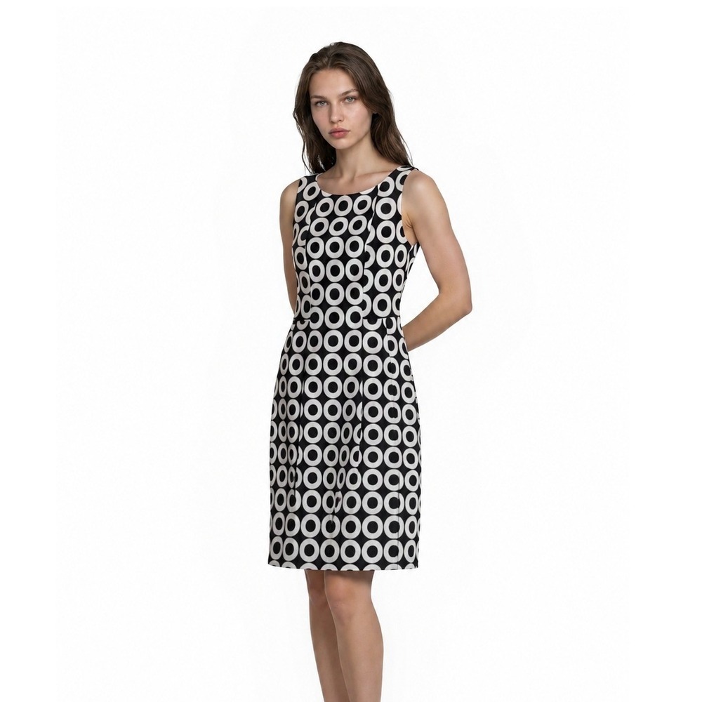 Joseph Ribkoff Fit & Flare Dress Women's Size 8 Black White Geometric